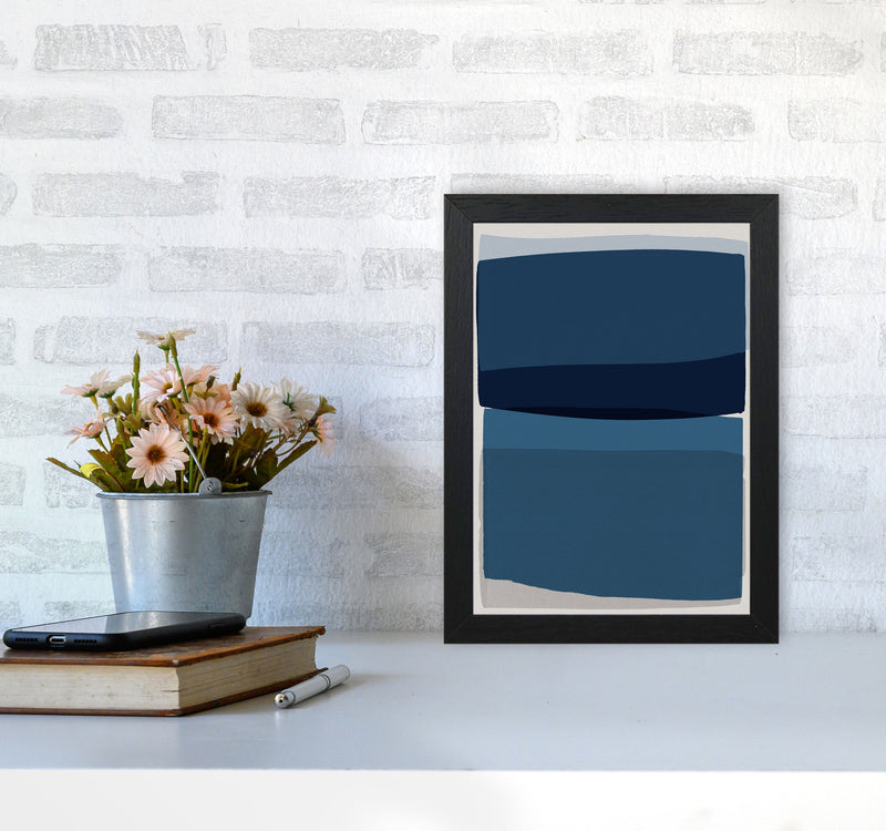 Modern Blue Abstract Art Print by Orara Studio A4 White Frame