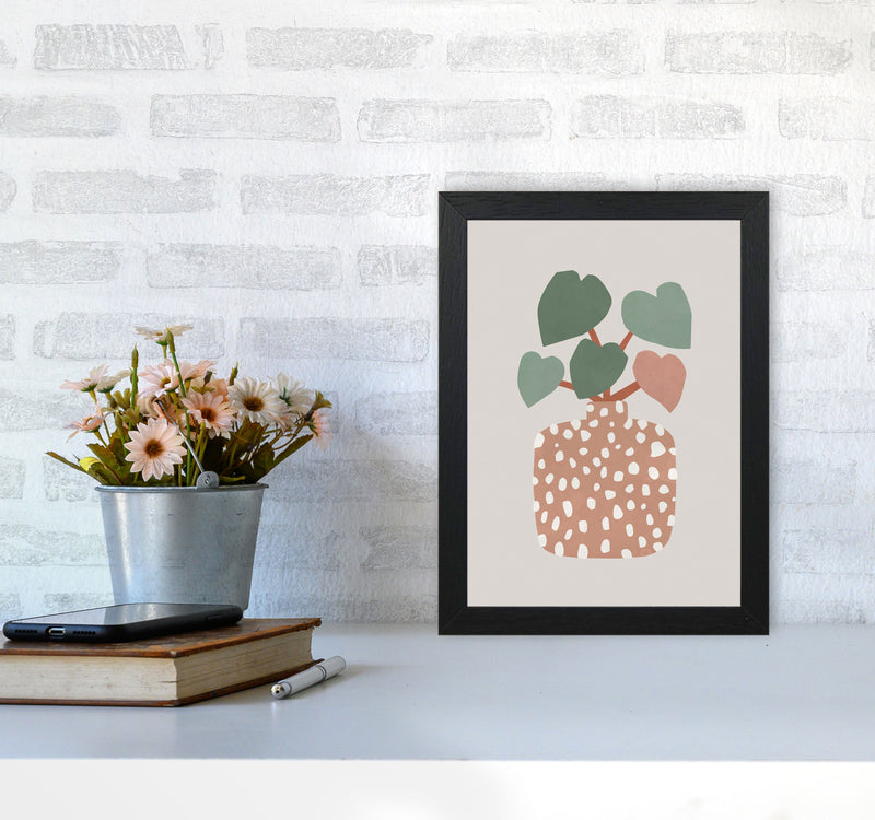 Terrazzo & Heart Plant Art Print by Orara Studios A4 White Frame