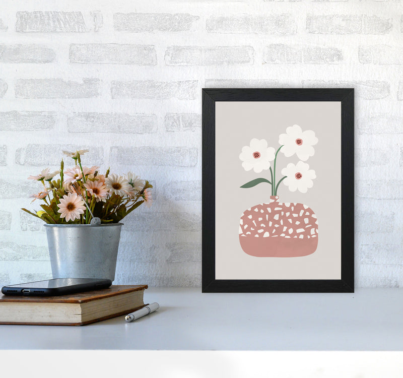 Terrazzo & Flowers Art Print by Orara Studios A4 White Frame