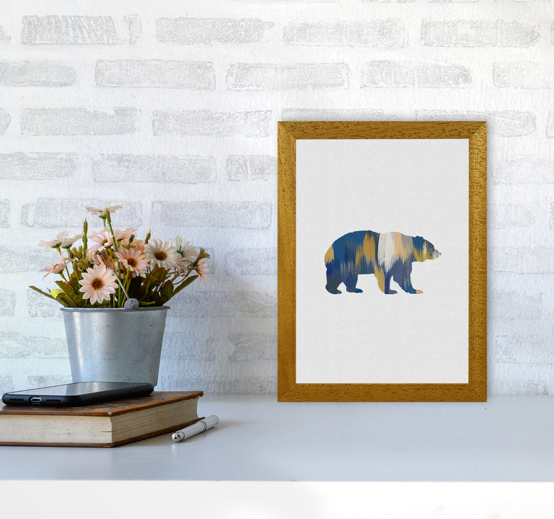 Bear Blue & Yellow Animal Art Print By Orara Studio Animal Art Print A4 Print Only