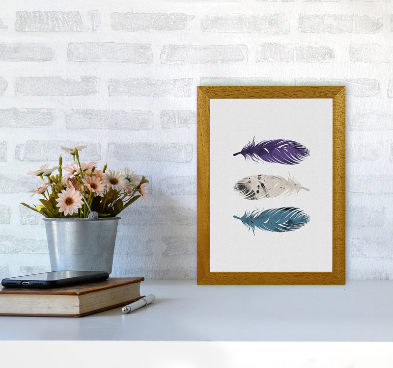 Blue, Purple & White Feathers Print By Orara Studio A4 Print Only