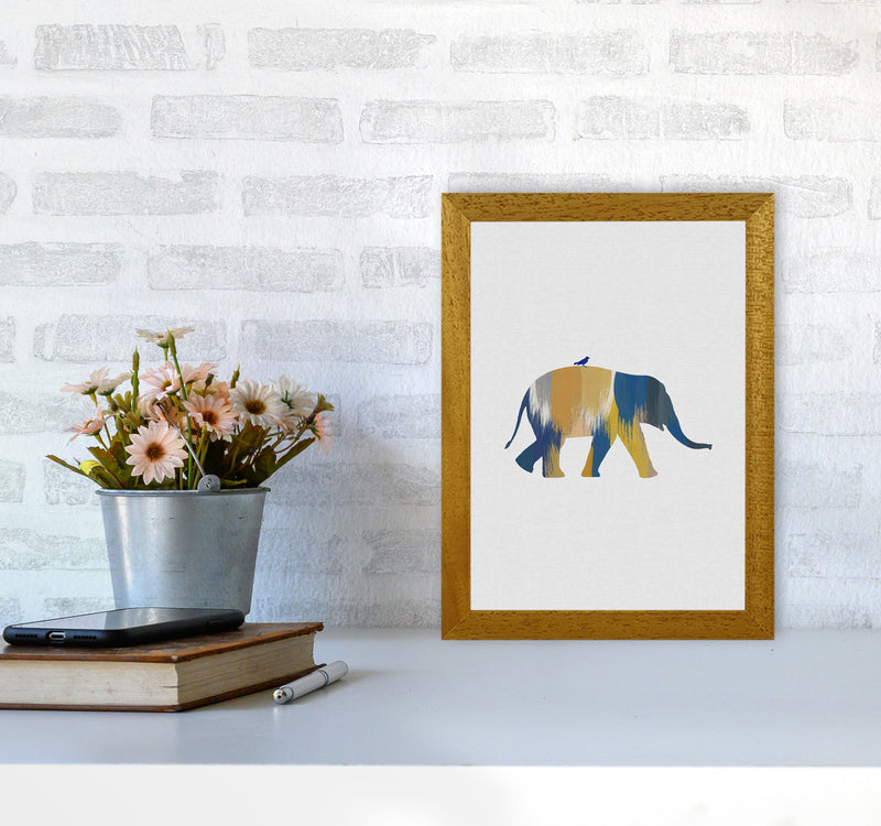 Elephant Blue & Yellow Print By Orara Studio Animal Art Print A4 Print Only