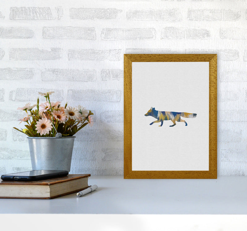 Fox Blue & Yellow Print By Orara Studio Animal Art Print A4 Print Only