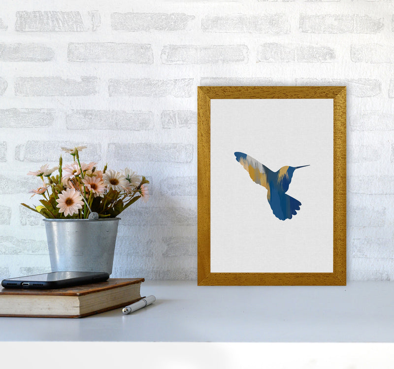 Hummingbird Blue & Yellow II Print By Orara Studio Animal Art Print A4 Print Only