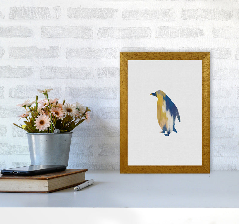 Penguin Blue & Yellow Print By Orara Studio Animal Art Print A4 Print Only