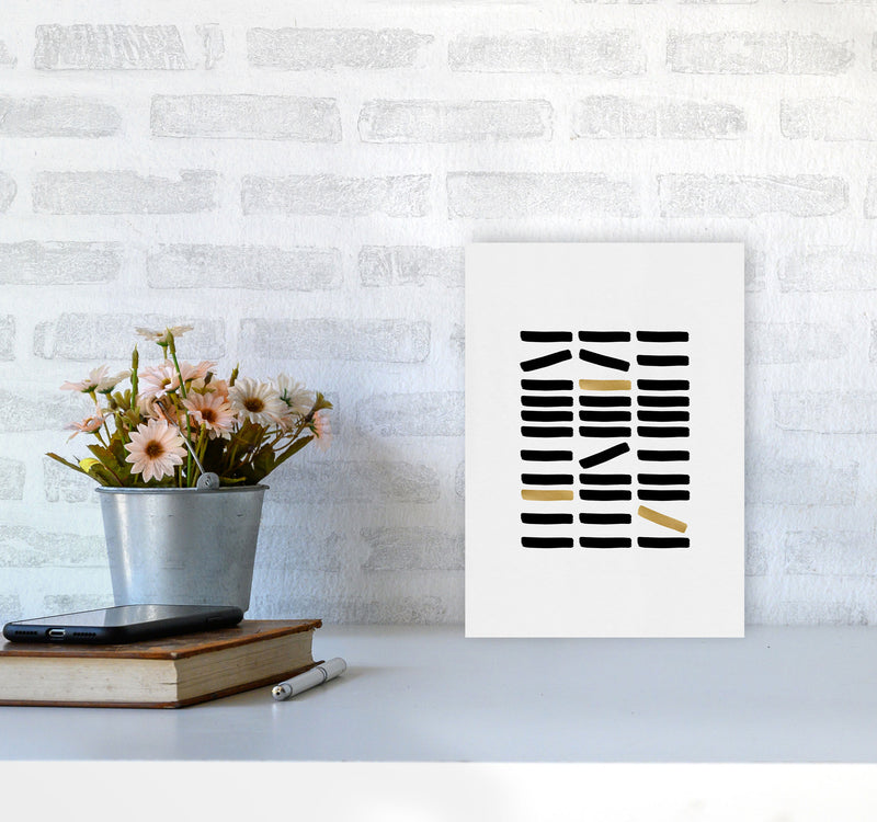 Black And Gold Abstract Print By Orara Studio A4 Black Frame
