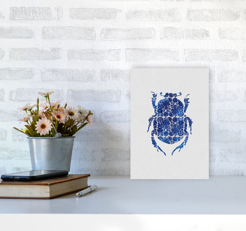 Blue Beetle I Print By Orara Studio Animal Art Print A4 Black Frame