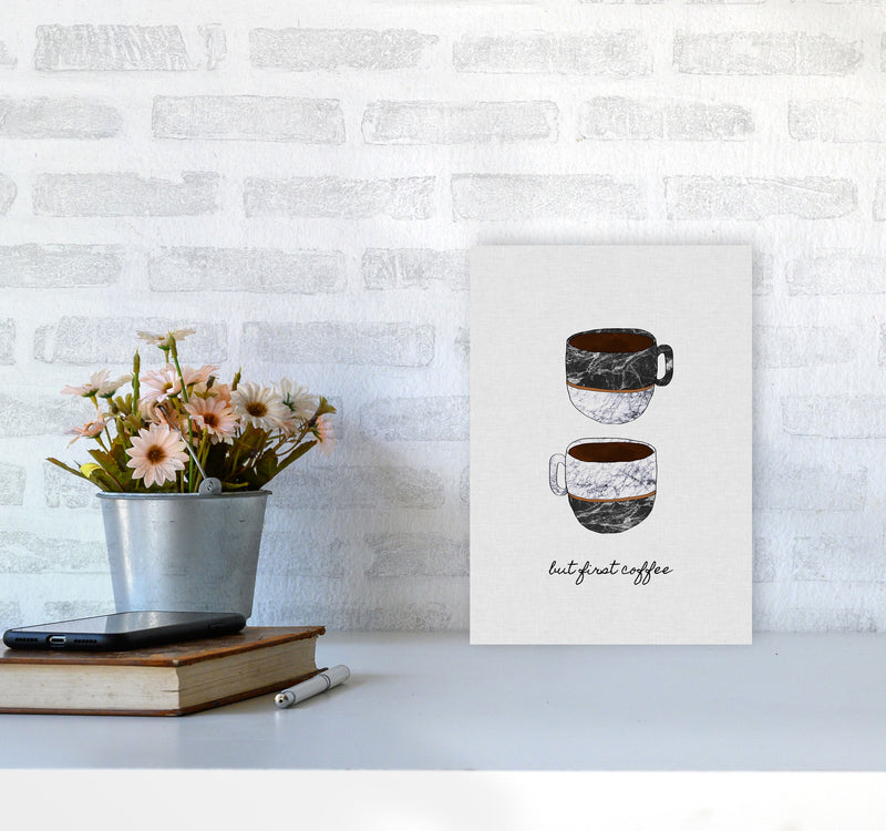 But First Coffee II Print By Orara Studio, Framed Kitchen Wall Art A4 Black Frame