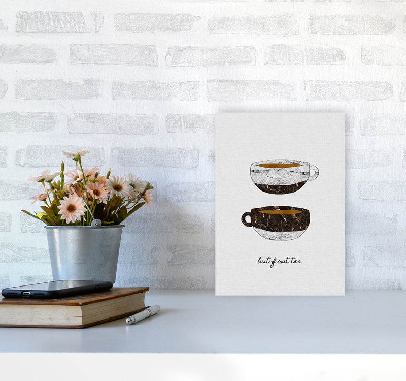 But First Tea Print By Orara Studio, Framed Kitchen Wall Art A4 Black Frame