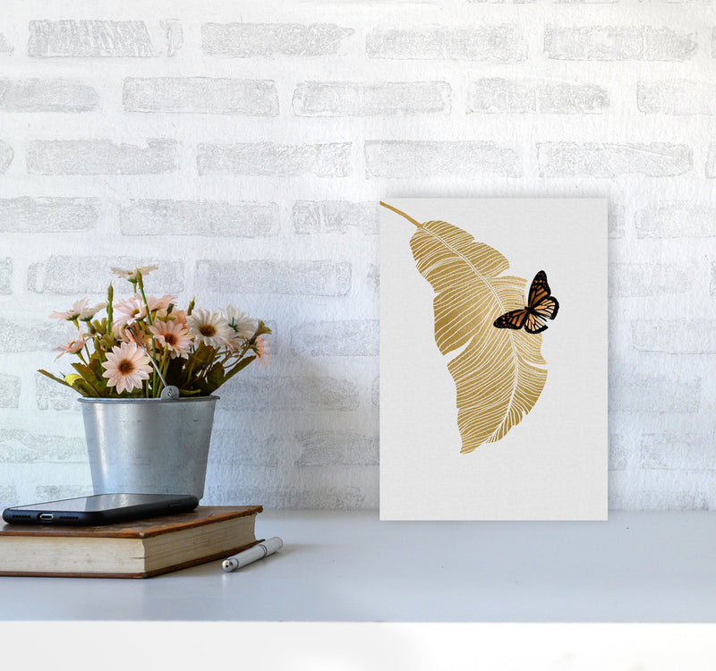 Butterfly & Palm Leaf Print By Orara Studio A4 Black Frame