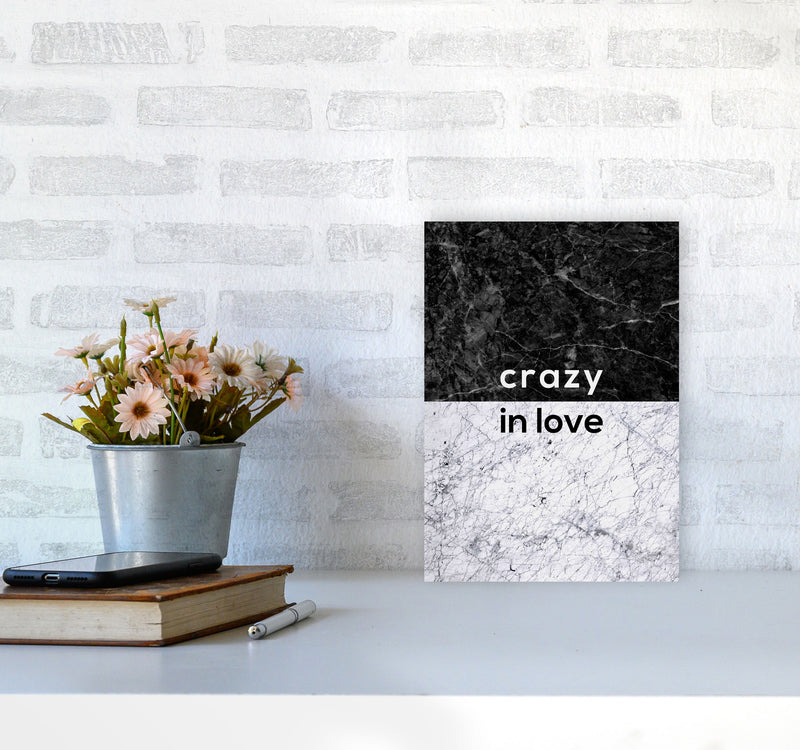 Crazy In Love Marble Quote Print By Orara Studio A4 Black Frame