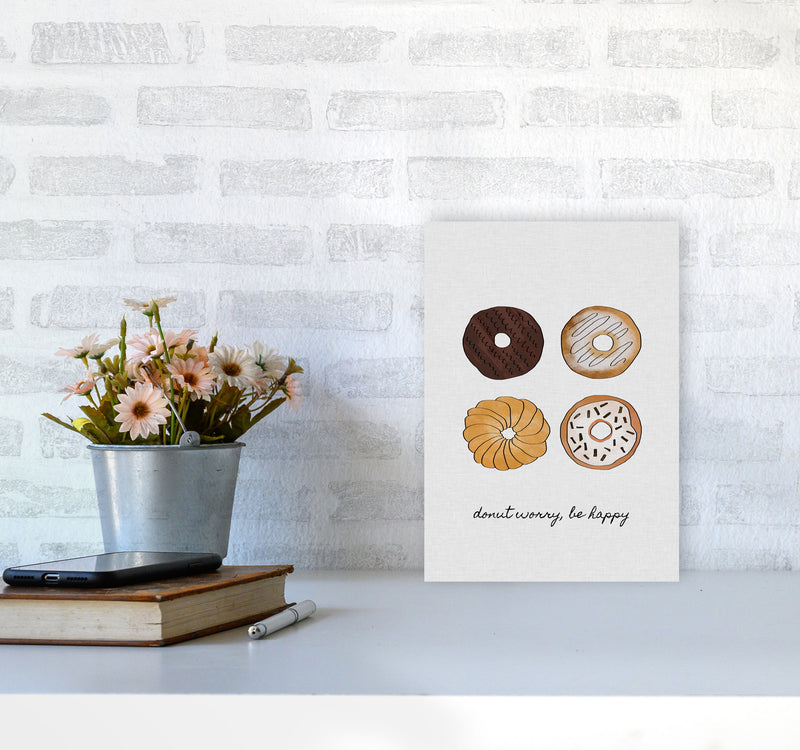 Donut Worry Print By Orara Studio, Framed Kitchen Wall Art A4 Black Frame