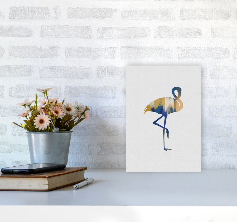 Flamingo Blue & Yellow Print By Orara Studio Animal Art Print A4 Black Frame