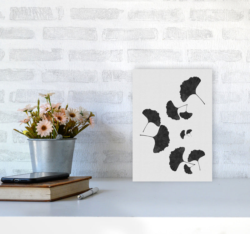 Ginkgo Leaf Black & White I Print By Orara Studio A4 Black Frame