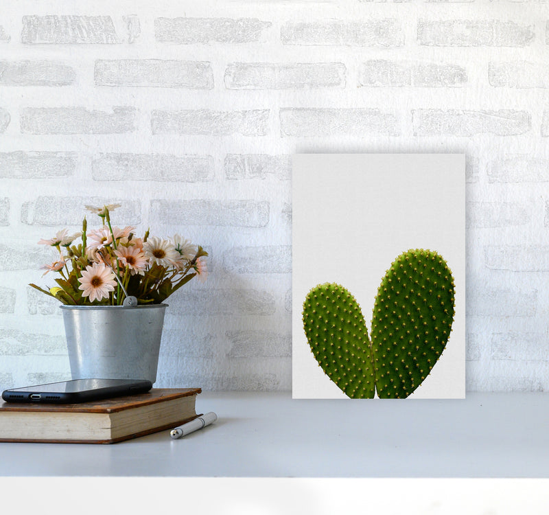 Heart Cactus Print By Orara Studio, Framed Botanical & Nature Art Print A4 Black Frame