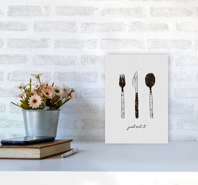 Just Eat It Print By Orara Studio, Framed Kitchen Wall Art A4 Black Frame