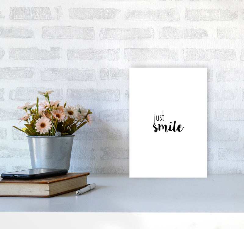Just Smile Quote Print By Orara Studio A4 Black Frame