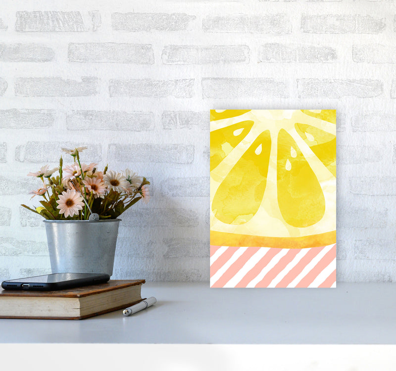 Lemon Abstract Print By Orara Studio, Framed Kitchen Wall Art A4 Black Frame