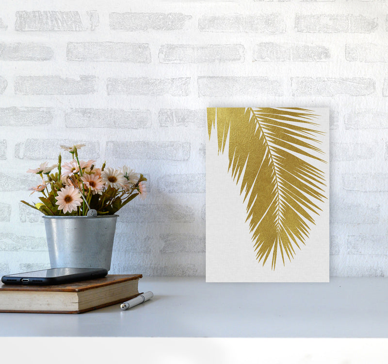 Palm Leaf Gold I Print By Orara Studio, Framed Botanical & Nature Art Print A4 Black Frame