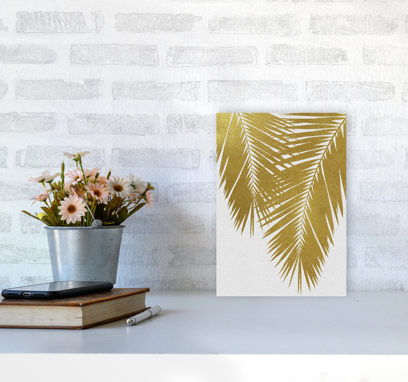Palm Leaf Gold II Print By Orara Studio, Framed Botanical & Nature Art Print A4 Black Frame