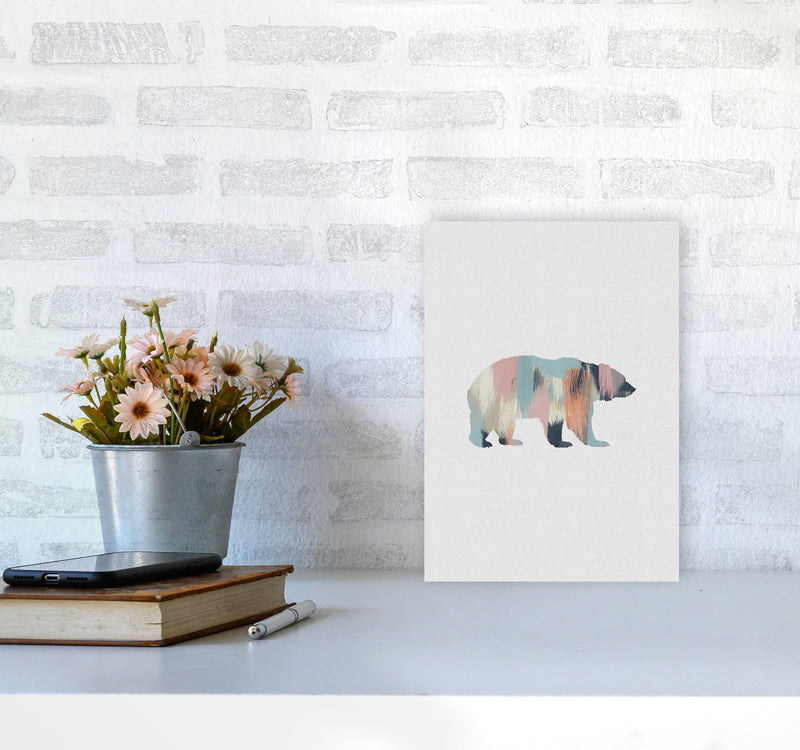 Pastel Bear Print By Orara Studio Animal Art Print A4 Black Frame