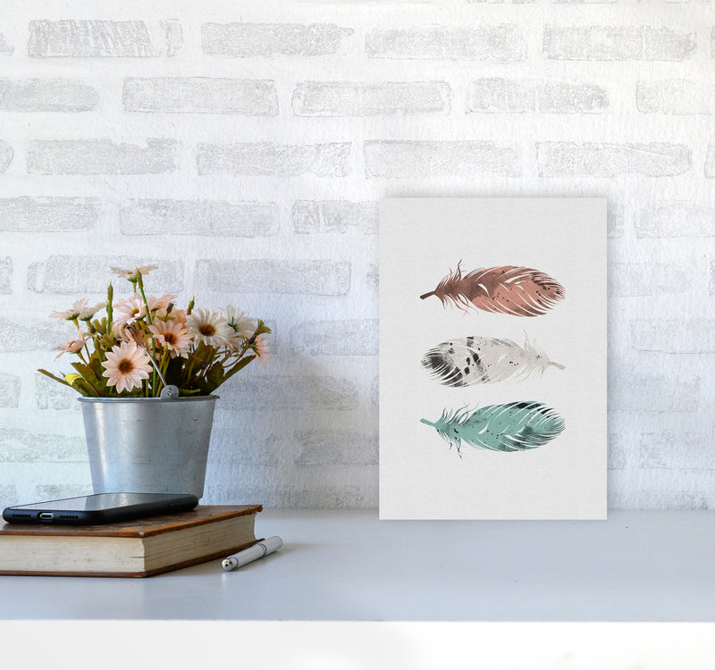 Pastel Feathers Print By Orara Studio, Framed Botanical & Nature Art Print A4 Black Frame