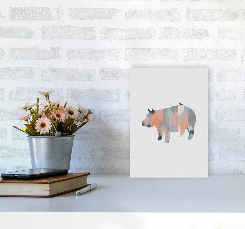 Pastel Hippo Print By Orara Studio Animal Art Print A4 Black Frame