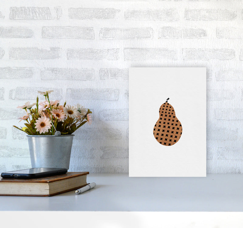 Pear Fruit Illustration Print By Orara Studio, Framed Kitchen Wall Art A4 Black Frame