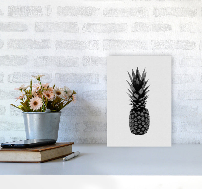 Pineapple Black & White Print By Orara Studio, Framed Kitchen Wall Art A4 Black Frame