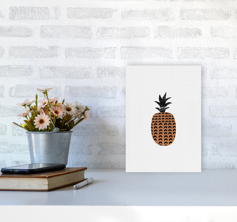 Pineapple Fruit Illustration Print By Orara Studio, Framed Kitchen Wall Art A4 Black Frame