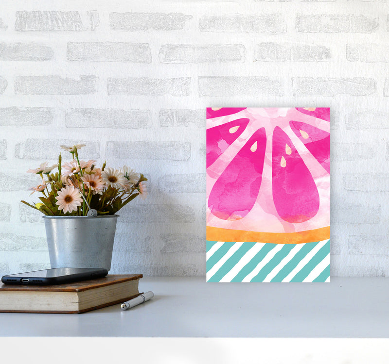 Pink Grapefruit Abstract Print By Orara Studio, Framed Kitchen Wall Art A4 Black Frame