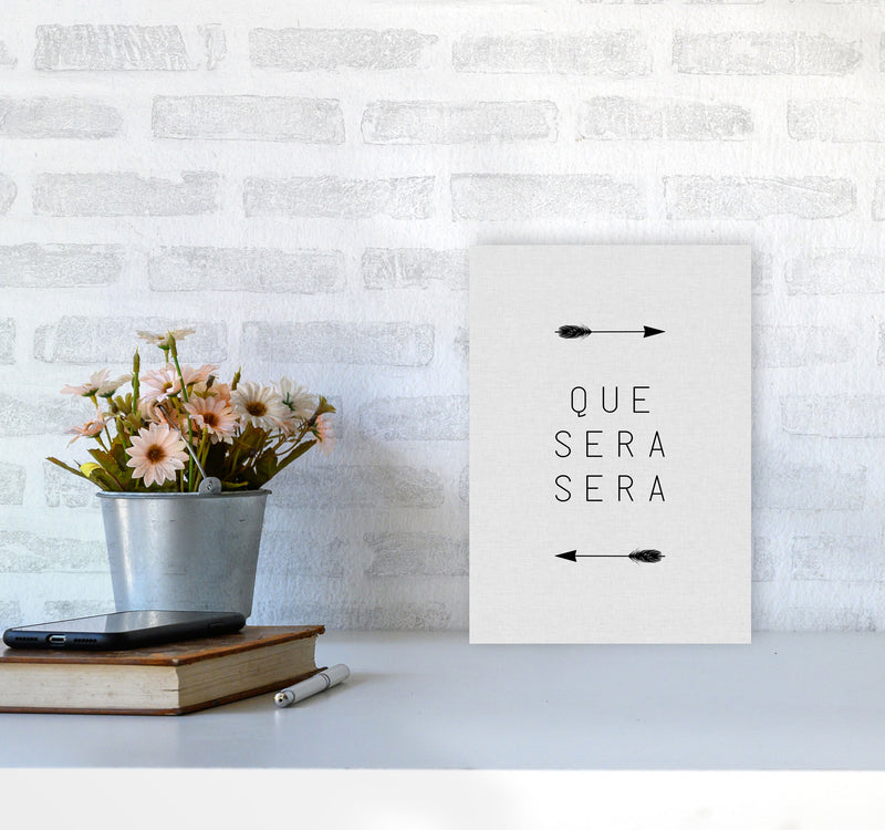 Que Sera Sera Arrow Quote Print By Orara Studio A4 Black Frame