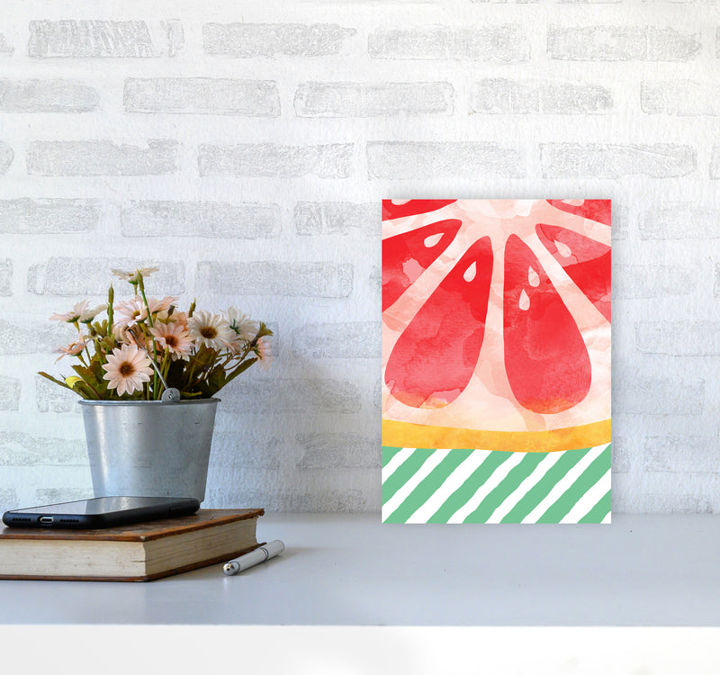 Red Grapefruit Abstract Print By Orara Studio, Framed Kitchen Wall Art A4 Black Frame