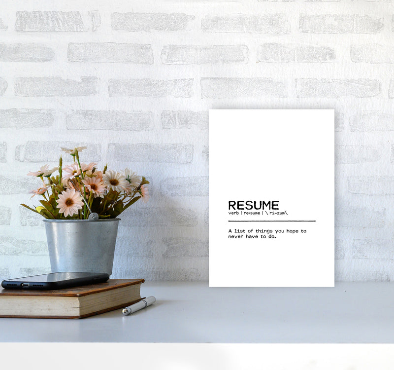 Resume List Definition Quote Print By Orara Studio A4 Black Frame