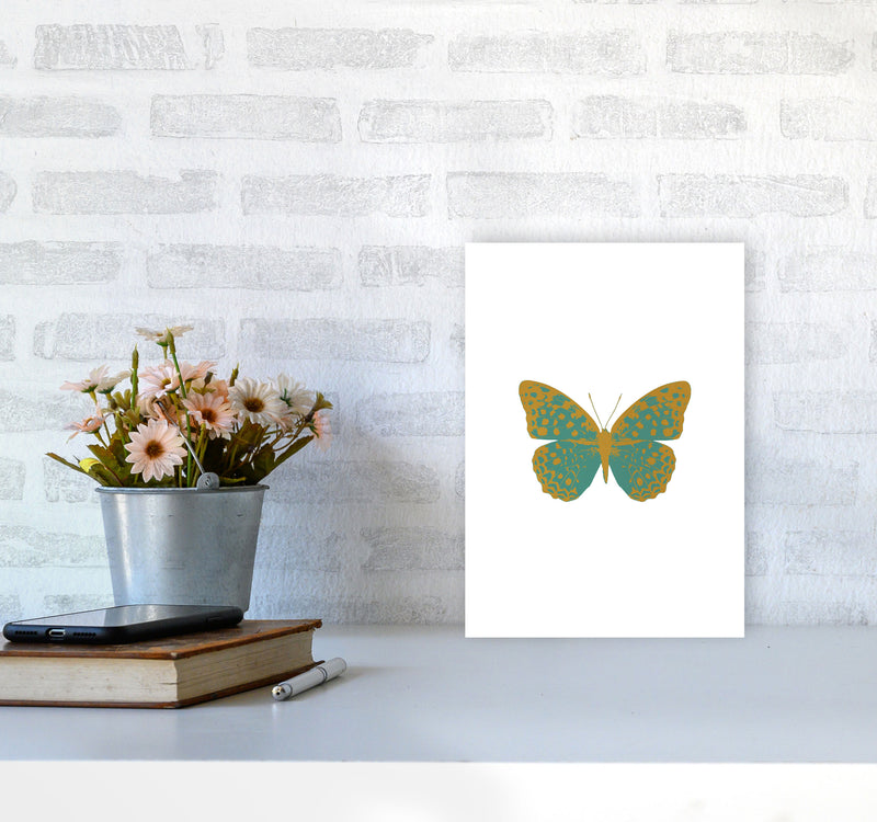 Teal Butterfly Print By Orara Studio Animal Art Print A4 Black Frame