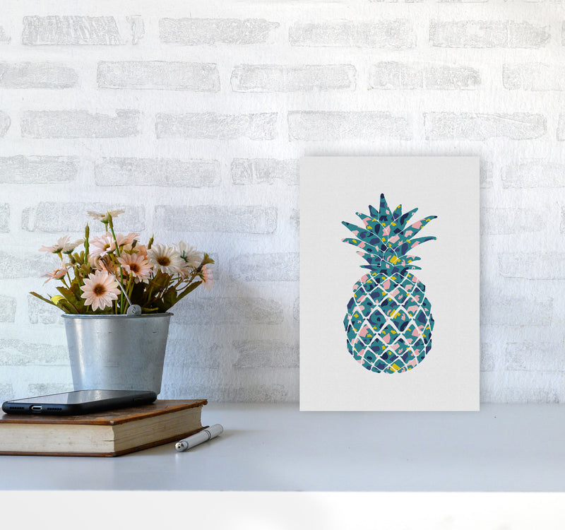 Teal Pineapple Print By Orara Studio, Framed Kitchen Wall Art A4 Black Frame