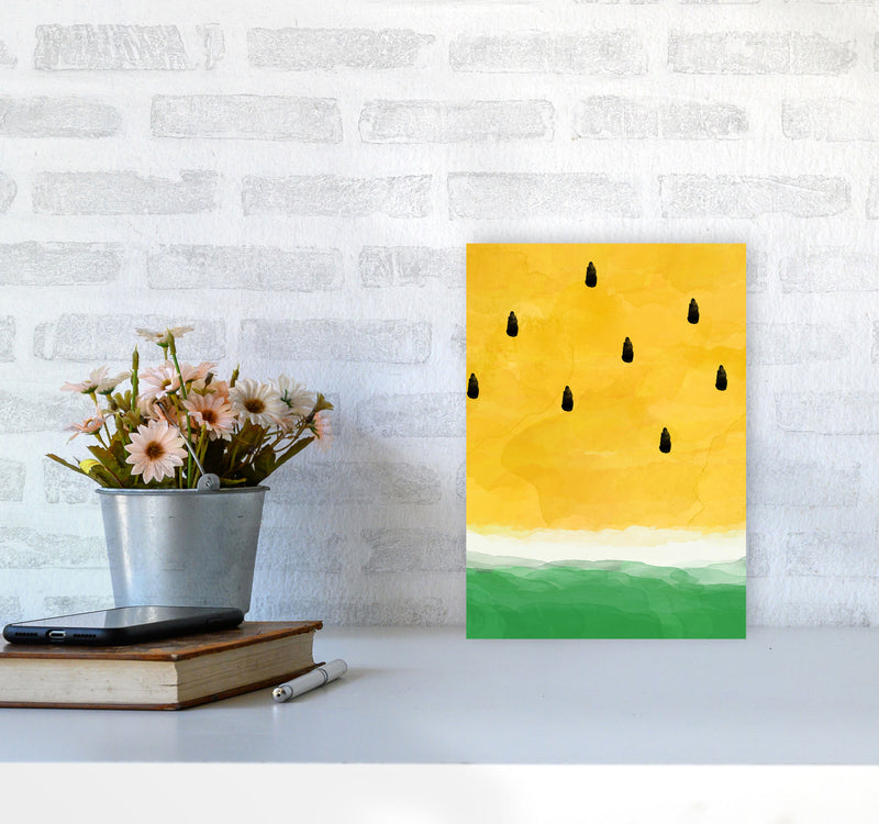 Yellow Watermelon Print By Orara Studio, Framed Kitchen Wall Art A4 Black Frame