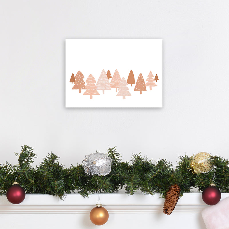Blush Winter Trees Christmas Art Print by Orara Studio A4 Black Frame