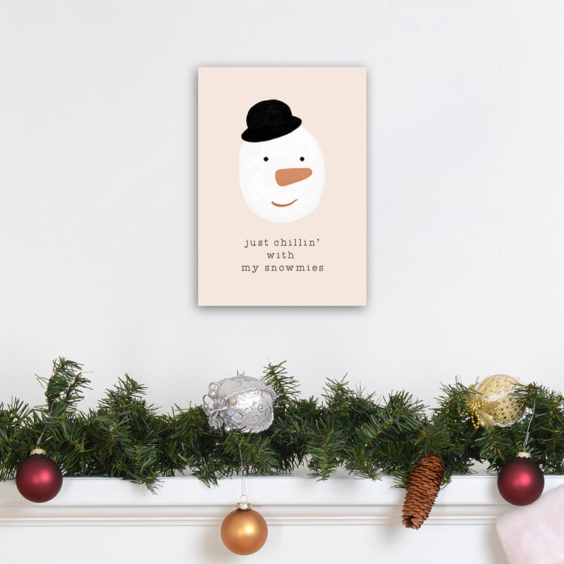 Chilling With My Snowmies Christmas Art Print by Orara Studio A4 Black Frame