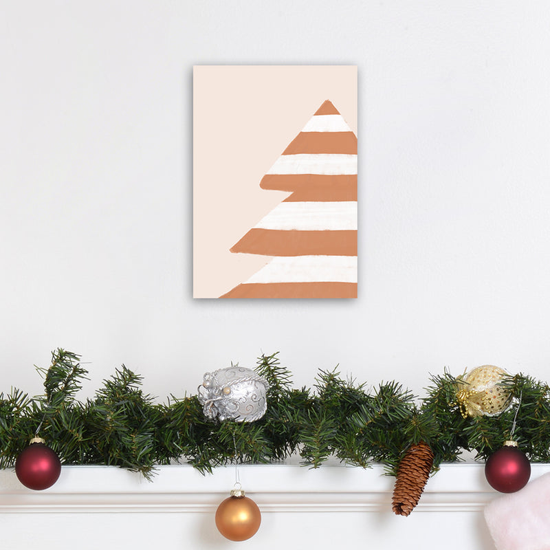 Stripey Xmas Tree Christmas Art Print by Orara Studio A4 Black Frame