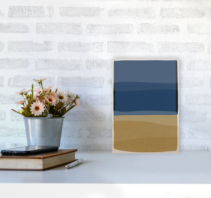 Modern Blue and Brown Abstract Art Print by Orara Studio A4 Black Frame