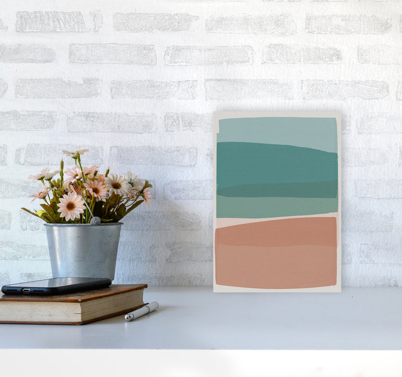 Modern Turquoise and Pink Abstract Art Print by Orara Studio A4 Black Frame