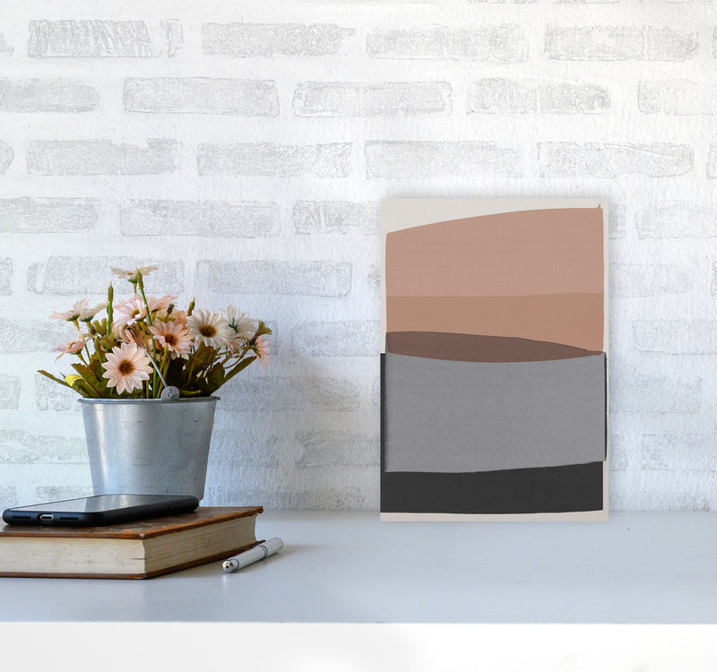 Modern Pink and Grey Abstract Art Print by Orara Studio A4 Black Frame