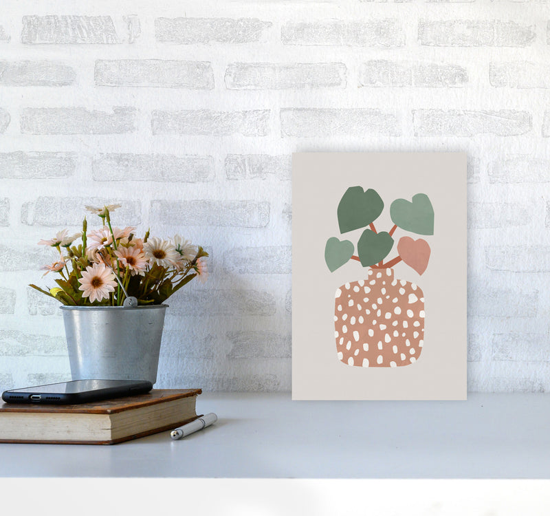 Terrazzo & Heart Plant Art Print by Orara Studios A4 Black Frame