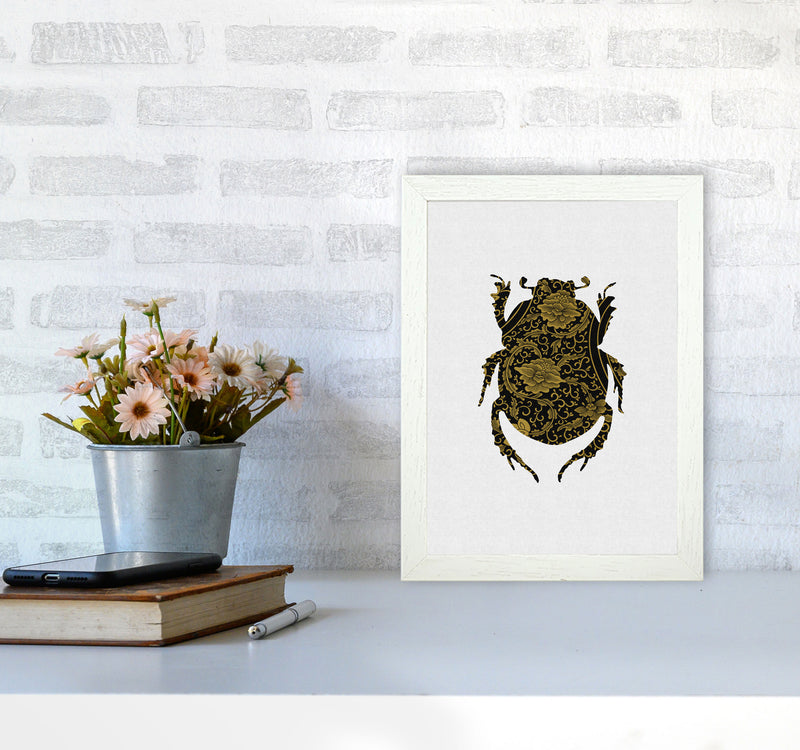 Black And Gold Beetle I Print By Orara Studio Animal Art Print A4 Oak Frame