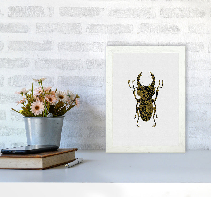 Black And Gold Beetle II Print By Orara Studio Animal Art Print A4 Oak Frame