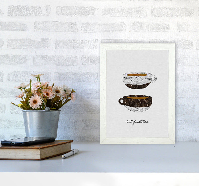 But First Tea Print By Orara Studio, Framed Kitchen Wall Art A4 Oak Frame