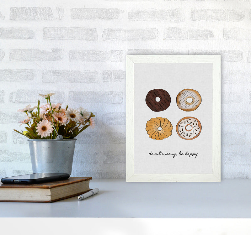 Donut Worry Print By Orara Studio, Framed Kitchen Wall Art A4 Oak Frame