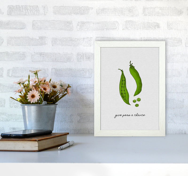 Give Peas A Chance Print By Orara Studio, Framed Kitchen Wall Art A4 Oak Frame