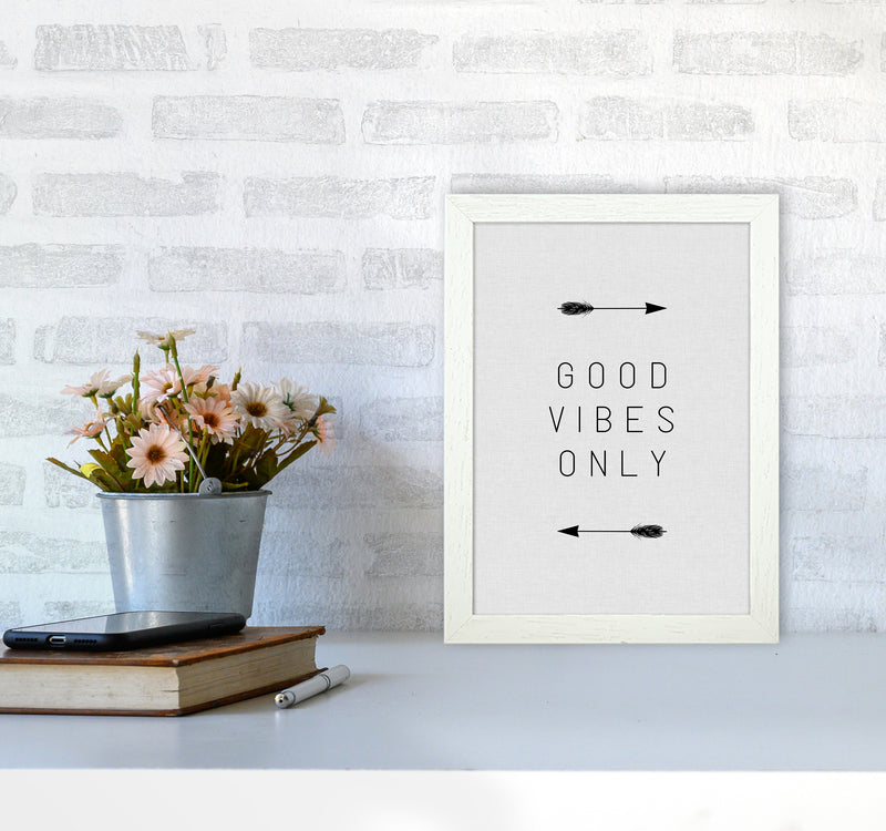 Good Vibes Only Arrow Quote Print By Orara Studio A4 Oak Frame